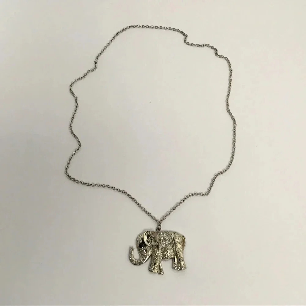 Elephant Pendant Long Chain Necklace